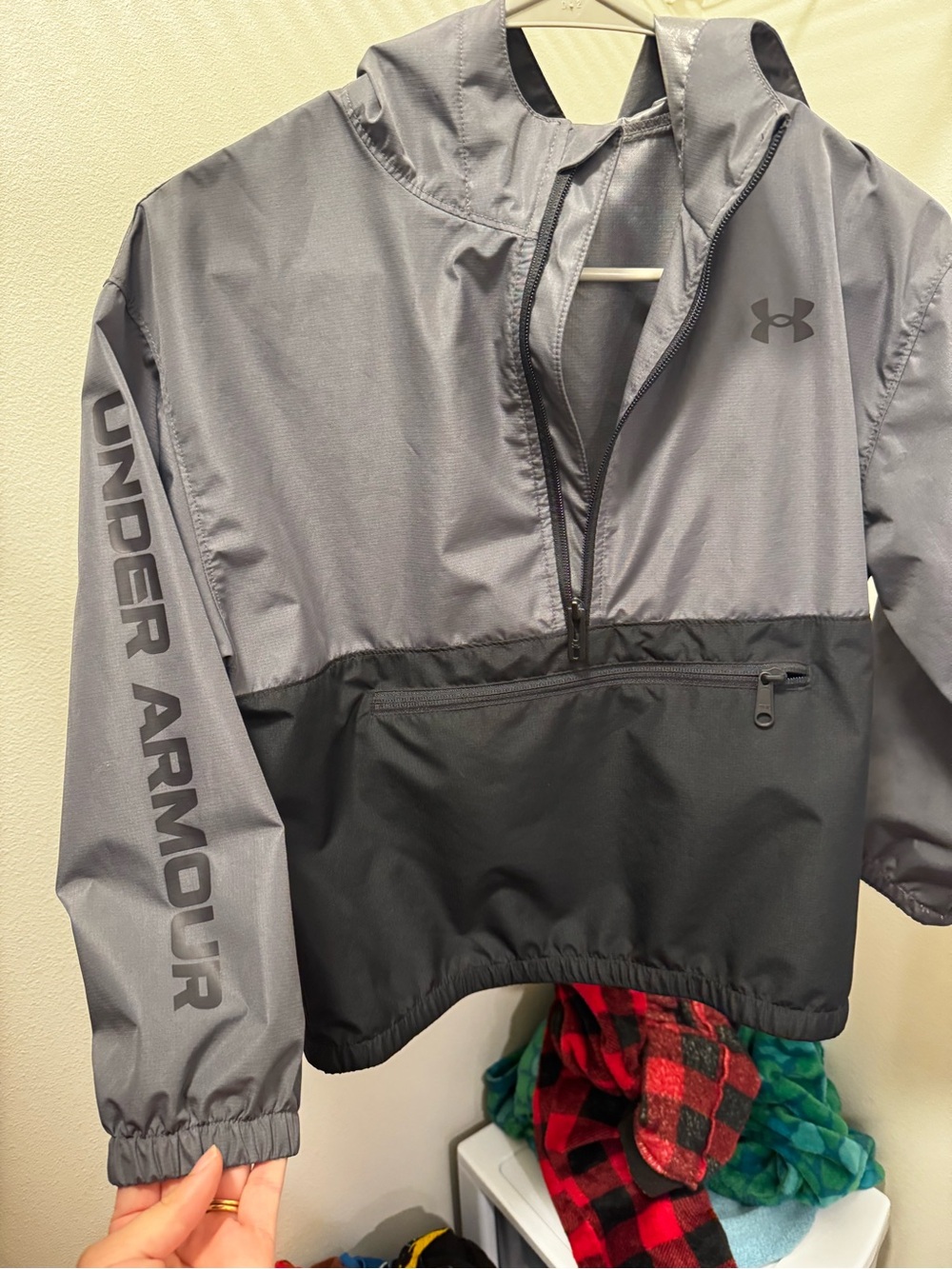 Under Armour Grey and Black Kids Raincoat Hoodie